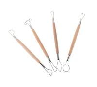 GALPADA 4pezzi Strumenti per Scultura in Argilla Acciaio Inossidabile Manico in Legno Doppia Utensili per Ceramica Sapone Cera Intaglio Modellazione Rifinitura Forniture per Artisti