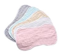 GALPADA 5 pezzi Bavaglini per Ragazza Assorbenti e Morbidi per Svezzamento e Ruttini Protezione Completa per Spalle Colori Giallo Rosa Verde Grigio