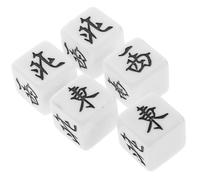 GALPADA 5 pezzi Dadi Mahjong Direzione Vento in Acrilico Leggero Bianco con Simboli Neri Accessori Gioco da Tavolo Pratici per Feste Casa Ktv e Bar