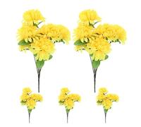 GALPADA 5 Pezzi Fiori Artificiali Gialli, 7 Teste, Fiori di e Plastica per Cimitero e Memorial Day, Decorazioni Esterne e per la Casa
