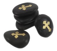 GALPADA 5 Pietre della Preghiera Incise a Croce in Pietra Naturale 4-6 Cm Set 5 Pezzi di Ciottoli Sacri Portatili per Preghiera, Benedizioni e Bomboniere Spirituali, Accessori