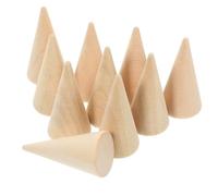 GALPADA 50 Pezzi Ornamento a Cono in Legno Non Dipinto per Anelli e Fedi | Accessorio Fai da Te, Forma Geometrica Semplice, per Esposizione in Negozio e Progetti Creativi, Beige