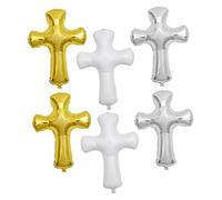 GALPADA 6 pezzi Palloncini Forma di Croce per Battesimo da Decorazioni Foil Resistenti e Colorate per Festa e Comunione