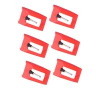 GALPADA 6 Pezzi Puntina per Giradischi in Plastico e Alluminio Aghi Rosso, Facile da Installare, Compatibile Lettore Dischi Vinile Vintage