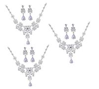 GALPADA 6 Pz abito da collana elegant lux necklace jewelry orecchini da sposa per il del matrimonio completo di strass collana e orecchini dell'o della Silver