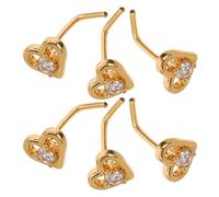 GALPADA 6pezzi Anelli per Naso Forma di Cuore Barre Sottili per Piercing al Naso Aste Curve Decorazioni per Anelli Nasali in Inossidabile Nasali Pendenti per Donne e Ragazze per Look