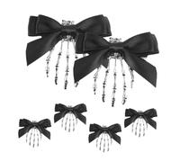 GALPADA 6pezzi Scheletro di Halloween Forcine per Capelli con Fiocco Forcine per Capelli Forma di Mano di Scheletro Graziose per Ragazze Accessori Gotici per Feste di Halloween