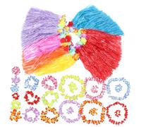 GALPADA 6sets Ghirlande di Fiori Hawaiane di Foglie Hula Gonna Hawaiana Gonne di Paglia per Donne Accessori per Feste Luau Decorazioni Tropicali per Feste