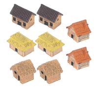 GALPADA 8 Pezzi Decorazione in Resina per Micro Paesaggio Casa in Stile Rustico e Tetto di Paglia, Versatile e Resistente allo Sbiadimento, per Mensole e Decorazioni da Scrivania