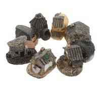 GALPADA 8 Pezzi Mini Cottage in Resina Tetto Grigio per Micro Paesaggi Decorazioni per Giardino delle Fate Terrari e Bonsai Statuette in Miniatura per Allestimenti di Case in Pietra