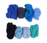 GALPADA 8pezzi Lana Cardata Blu per Infeltrimento Mano Strisce di Lana per Progetti Fai da Te Artigianato Tessitura Mano per Lavori Creativi