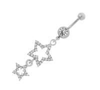 GALPADA Anello per il con Ciondolo a Forma di Pentagono in Argento Barra Navel Comoda con Pietre Gioielli per Piercing alla Pancia Donna Accessorio Versatile per Ogni Occasione