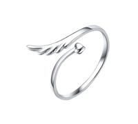 GALPADA Anello Regolabile da Donna Forma di Ala D'angelo in Argento 30% Placcato Ottone Bianco, Taglia Adattabile per Ogni Stagione e Occasione