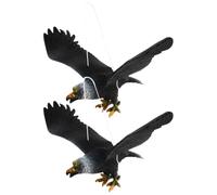 GALPADA Aquila da Giardino in Plastica Nera, 2 Pezzi, Rotazione con il Vento, per Spaventare i Piccioni nel Prato