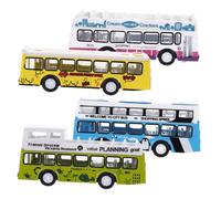 GALPADA Autobus Giocattolo 1:60 Set 4 Pezzi Pull-back Per Bambini Piccoli, Autobus Urbano in Lega Modellato Realistico, Regalo Di Compleanno e Gioco Educativo Per Sviluppo Coordinazione Manuale