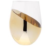 GALPADA Bicchiere da Vino Rosso senza Stelo in Vetro Trasparente Elettroplaccato Nero Oro, Coppa da Cocktail per Ristoranti, Bar e Feste, Resistente e Adatto a Whisky, Succhi e Vino - 1