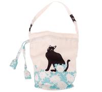 GALPADA Borsa Coulisse Stile Giapponese per Donna, Custodia Portatile per Telefono e Accessori, Borsa Tote da Passeggio Stampa Gatto Nero per Uscita