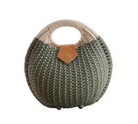 GALPADA Borsa Donna in Rattan alla Moda Verde Chiusura a Bottone per Sicurezza, Forma a Conchiglia e Ampio Spazio per Uso da Spiaggia e Festa