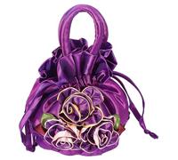 GALPADA Borsa Elegante da Donna Compagna Affidabile alla Moda Porpora con Decorazione Floreale, Piccola Pochette a Secchiello per Matrimonio e Feste