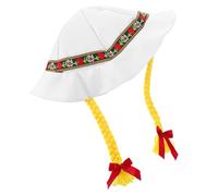 GALPADA Cappello Bavarese con Doppia Treccia in Poliestere Bianco e Dalla Forma Strutturata Leggero per Festival della Birra per Feste e Carnevali