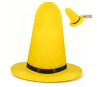 GALPADA Cappello da Strega Giallo in Feltro Morbido per Halloween Cappello Alto Punta Leggero e Pieghevole Accessorio Costume Donna per Feste Cosplay e Decorazioni Festival