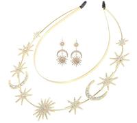 GALPADA Cerchietto Corona Dea Greca Doppio Strato in Lega Cristalli Stella a Sei Punte e per Festa di Compleanno e Costume da Donna Copricapo Elegante per Matrimonio