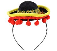 GALPADA Cerchietto Nero Mini Cappello Messicano, Fascia per Chioma Resistente a Deformazioni e Sbiadimenti per Feste di Carnevale e Party