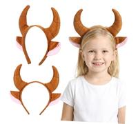 GALPADA Cerchietto per Chioma Corna Animali 2 Pezzi in Plastica e Tessuto per Halloween e Feste di Compleanno Accessori per Adulti e