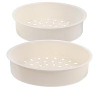 GALPADA Cestello per Cottura al Vapore in Plastica Bianca 2 Pezzi, Rotondo e Compatto, Facile da Conservare, per Cucina e Cottura di Riso e Alimenti