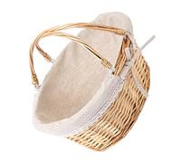 GALPADA Cestino da Picnic cestini alghe Cestino con Manico Cestino per Il Pane in Vimini Cestino di Paglia Cesto di Fiori da Sposa Cesto di Fiori Portatile Cestino Decorativo Stoffa Cachi