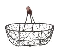 GALPADA Cesto Portaoggetti in Ferro con Base Robusta e Rete Traspirante per Organizzazione Cucina Design Vintage Retrò Colore Caffè per Frutta e Uova