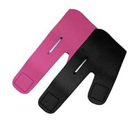GALPADA Cintura Lifting V-line per Faccia Sottile 2 Pezzi Nero e Rosa, Maschera Elastico per Massetere Sottile e Sostegno Mento, Supporto Notte e Modellante Contorno Viso