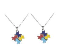 GALPADA Collana la Consapevolezza Dell'autismo 2 Pezzi in Lega, Facile da Indossare e Riutilizzabile, Regalo per Compleanni, Design Unico e Brillante