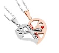 GALPADA Collane in Acciaio Resistenti con Puzzle a di Cuoricino e Design Lucchetto e Chiave Idea Romantica per Anniversari e degli Innamorati