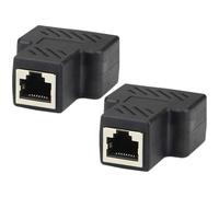 GALPADA Connettore Splitter di Rete Rj45 Durevole 2 Pezzi, Adattatore Passante Lan per Casa e Ufficio, Connettore di Rete Nero in Plastica, Estensione Cavo Ethernet Compatibile