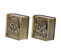 GALPADA Contenitori Per Lanugine Per Neonati e Scatole in Metallo Per i Primi Dentini, Interno, Design Animale Retrò, Set Da 2 Per Conservare Ricordi Di Crescita Bambino