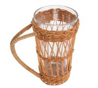 GALPADA Copritazze in Rattan e Vetro, Khaki, per Oktoberfest Party e Regalo | Copertura Protettiva per Tazza, Bicchiere Vetro Coperchio, Facile da Portare e Riporre