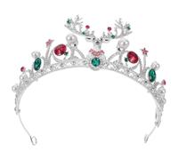 GALPADA Corona di Natale Corna di Renna in Lega di Zinco e Plastica, Decorata Strass Scintillanti e Perle Finte, Accessorio Elegante per Matrimoni e Feste a Tema Natalizio