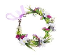 GALPADA Corona Floreale Boho in Poliestere e Filo di Ferro Porpora, Accessorio Versatile per Chioma per Matrimoni e Attività All'aperto Festival