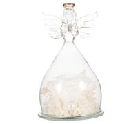 GALPADA Decorazione Floreale con Copertura in Vetro a Forma di Angelo Ornamento Eterno per la Casa e Ufficio Regalo San con Rosa Stabilizzata Bianca Sotto Cupola in Vetro Elegante