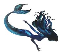 GALPADA Decorazione Murale a Forma di Sirena in Ferro Blu per Giardino e Patio, Design Elegante e Facile Installazione per Decorazioni da Parete Esterno e Interno