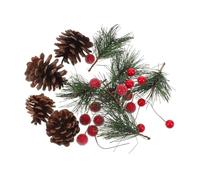 GALPADA Decorazione Natalizia Combinata Rami di Bacche Finte Rami di Pino Artificiali con Bacche Rosse Pianta Artificiale Natalizia Pigne Decorazioni per Le Feste di Natale