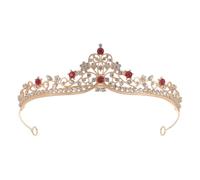 GALPADA Diadema Corona da Regina e Strass, Fascia per Chioma Rossa e Oro, Accessorio per Cosplay, Feste di Compleanno e Cerimonie per Donne e Ragazze