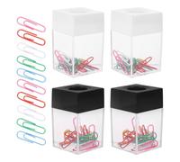 GALPADA Dispenser Magnetico per Graffette Quadrato, Set 4 Contenitori Porta Fermagli per Ufficio, Scuola e Casa, Organizer Compatto Salvaspazio per Scrivania Funzione Magnetica