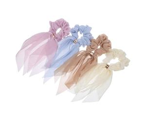 GALPADA Elastici per Chioma Fiocco Leggero Set 4 Pezzi Colorati Blu Rosa Marrone Bianco Fascia Elastica per Coda di Cavallo Accessori Vintage per Donne e Ragazze Styling Rapido
