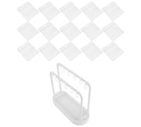 GALPADA Espositore per Vestiti per Bambole a 2 Livelli con 20 Sacchetti Trasparenti e Ganci Mini Appendiabiti in Plastica Versatile per Casa delle Bambole Porta Spille e Porta Badge