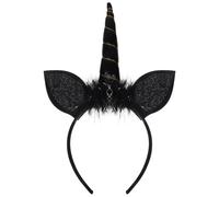 GALPADA Fascia per capelli con unicorno, per ragazze, per bambini, per feste, colore nero, accessori per unicorni, decorazioni divertenti, copricapo per adulti, cosplay con glitter