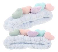 GALPADA Fascia per Chioma a Forma di Cuore Accessorio Carino Elastico 2 Pezzi, per Donna, Colore Blu, per Pulizia del Viso e Spazzolatura per Amiche