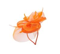 GALPADA Fascinator Donna Arancione in Rete con Piume Cappello Cerimonia Leggero e Resistente Fascia Elegante per Matrimoni Cocktail e Tea Party Accessorio Moda per Spose e Ragazze