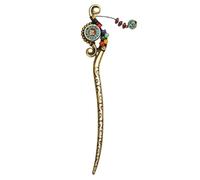 GALPADA Forcina per Chioma in Lega Nappine Oro, Design Solido e Leggero in Stile Folk-custom, Accessorio Elegante per Viaggi in Minoranze Etniche